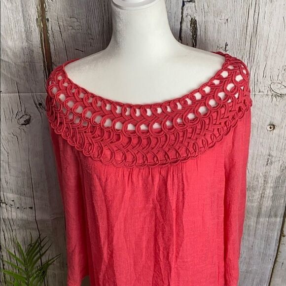 Monoreno Coral Woven Lace Trim Dress - Picture 2 of 9